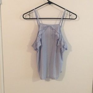 blue and white striped tank top